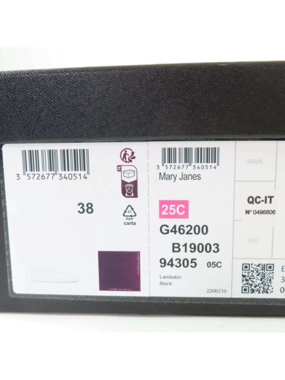 Chanel 25c Mary Jane CC Logo Leather Ballet Shoes Black - Picture 12 of 12